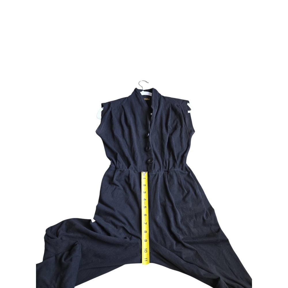 Nooworks Magic Cuit Black Cotton Lycra Sleeveless Button Front Jumpsuit XS - Picture 8 of 14